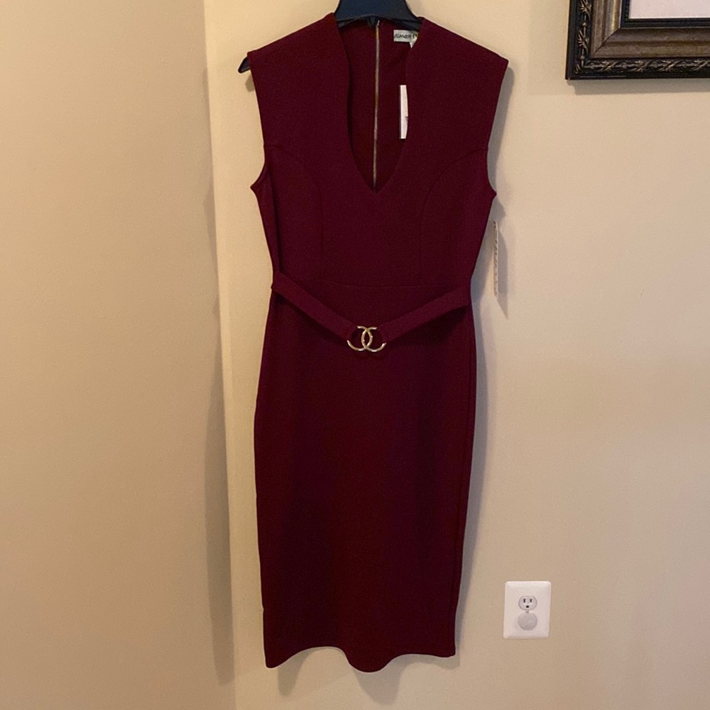 Womens fall dress. Burgundy, stretch fabric. Fits like large. Work or Interview